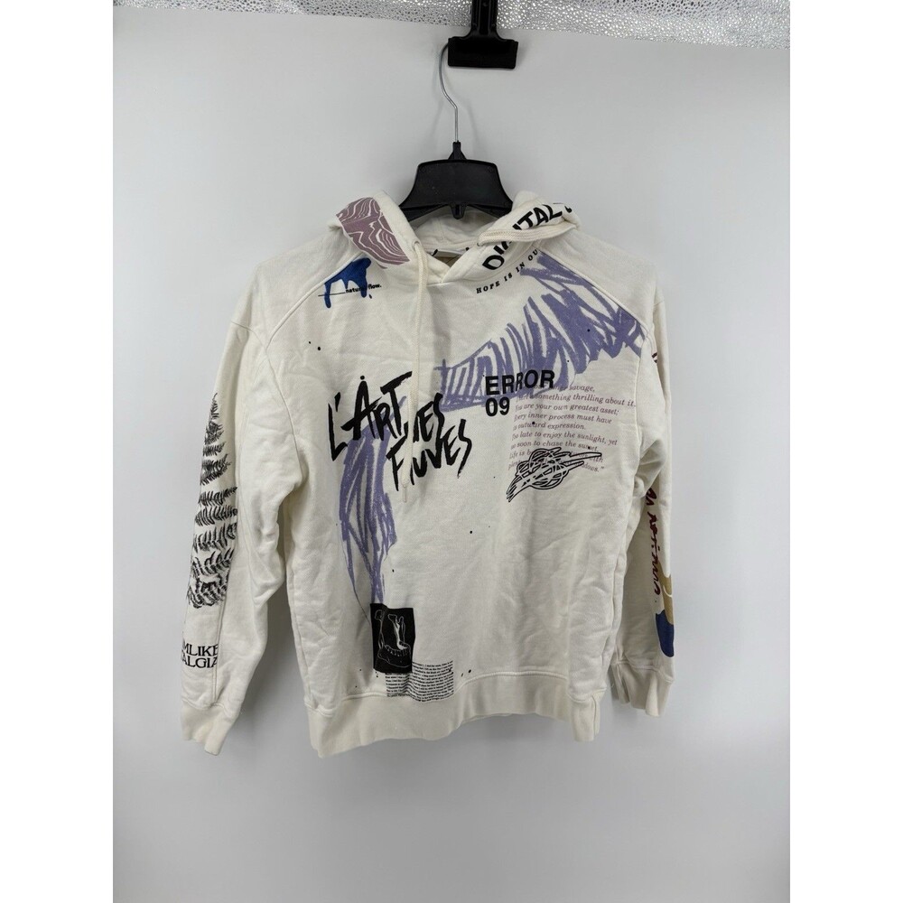 Zara Men’s L’Art Des Fauves Abstract Graphic Print White Sweatshirt Size Medium